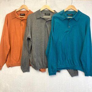 Lot of 3 ST CROIX Shop Polo Sweaters Mens XL Blue Orange Henley Long Sleeve USA